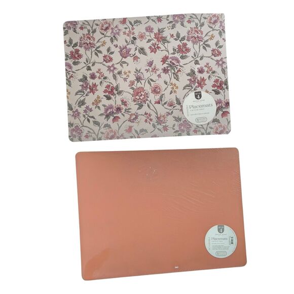 Dream Home Set of 4 Jacobean Multi Placemats Reversible Hard Table Mats 12x16 - Picture 3 of 10